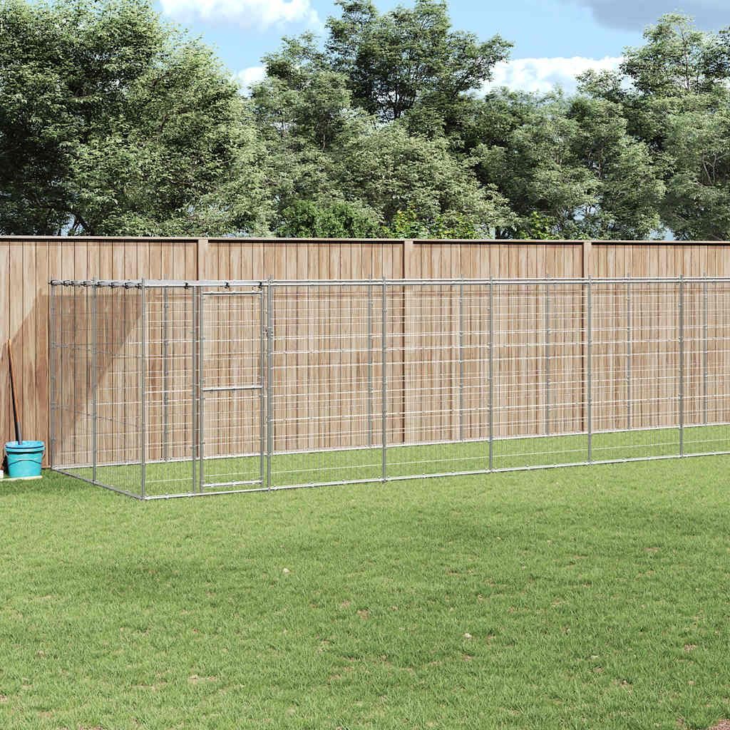 vidaXL Outdoor-Hundezwinger mit Überdachung Verzinkter Stahl 21,78 m²