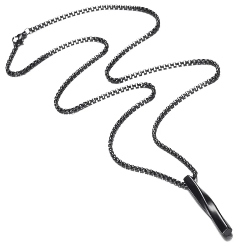 Camerazar Collana Minimalista Uomo Acciaio Nero Ciondolo Spirale
