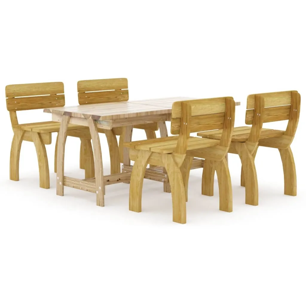 Table de Jardin et 4 Chaises en Pin pour Repas en Extérieur - Set Complet - 11