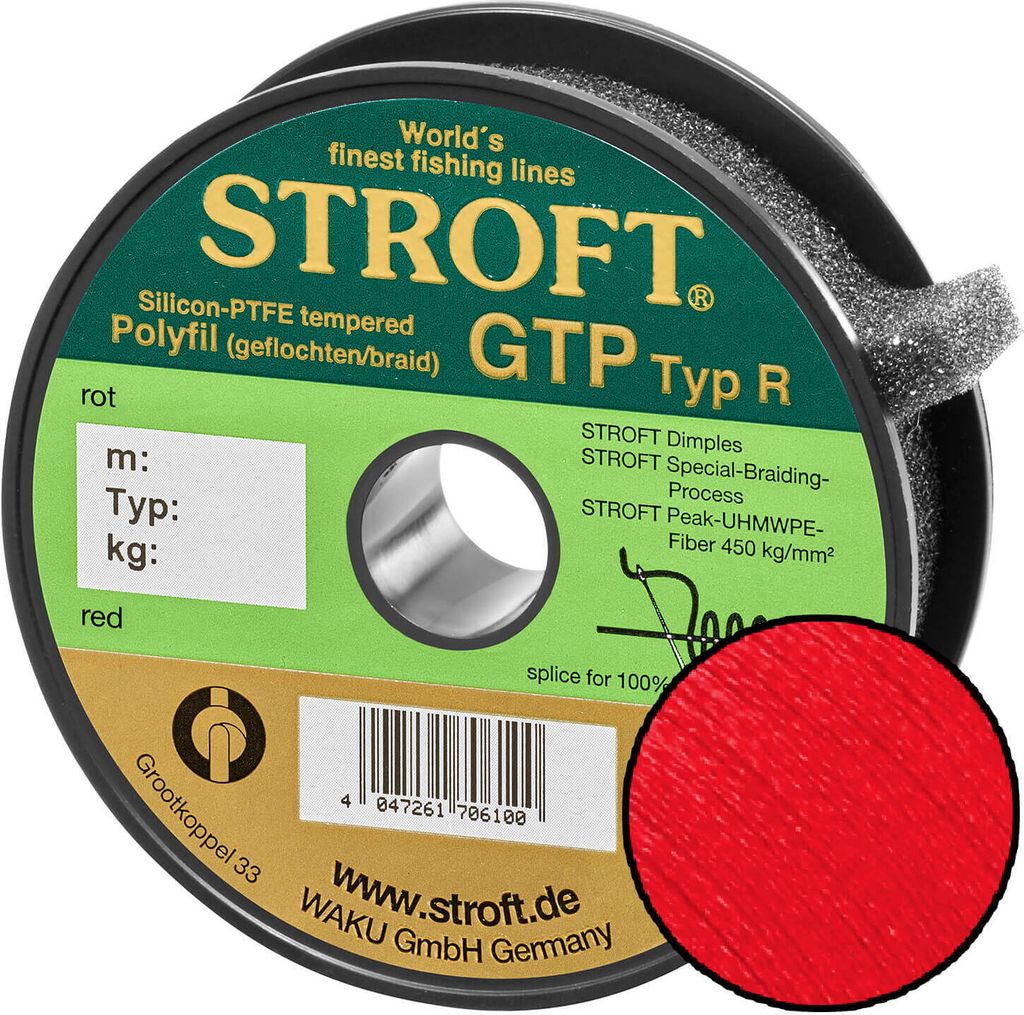 STROFT GTP Typ R Geflochtene Angelschnur 200m rot R5-0,250mm-11kg