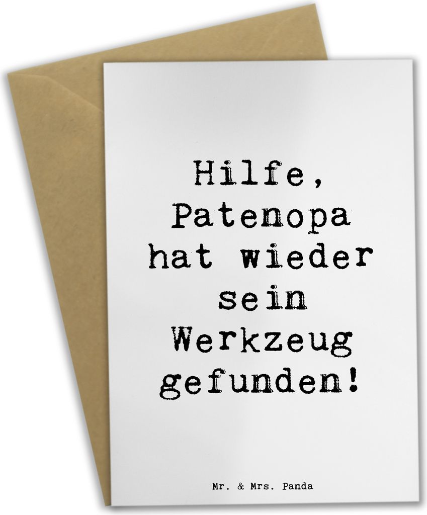 Mr. & Mrs. Panda Beileidskarte Spruch Patenopa Abenteuer - Weiß - Geschenk, valentinstagskarte, Großvater, Grußkarten, Handarbeit, einladungskar...