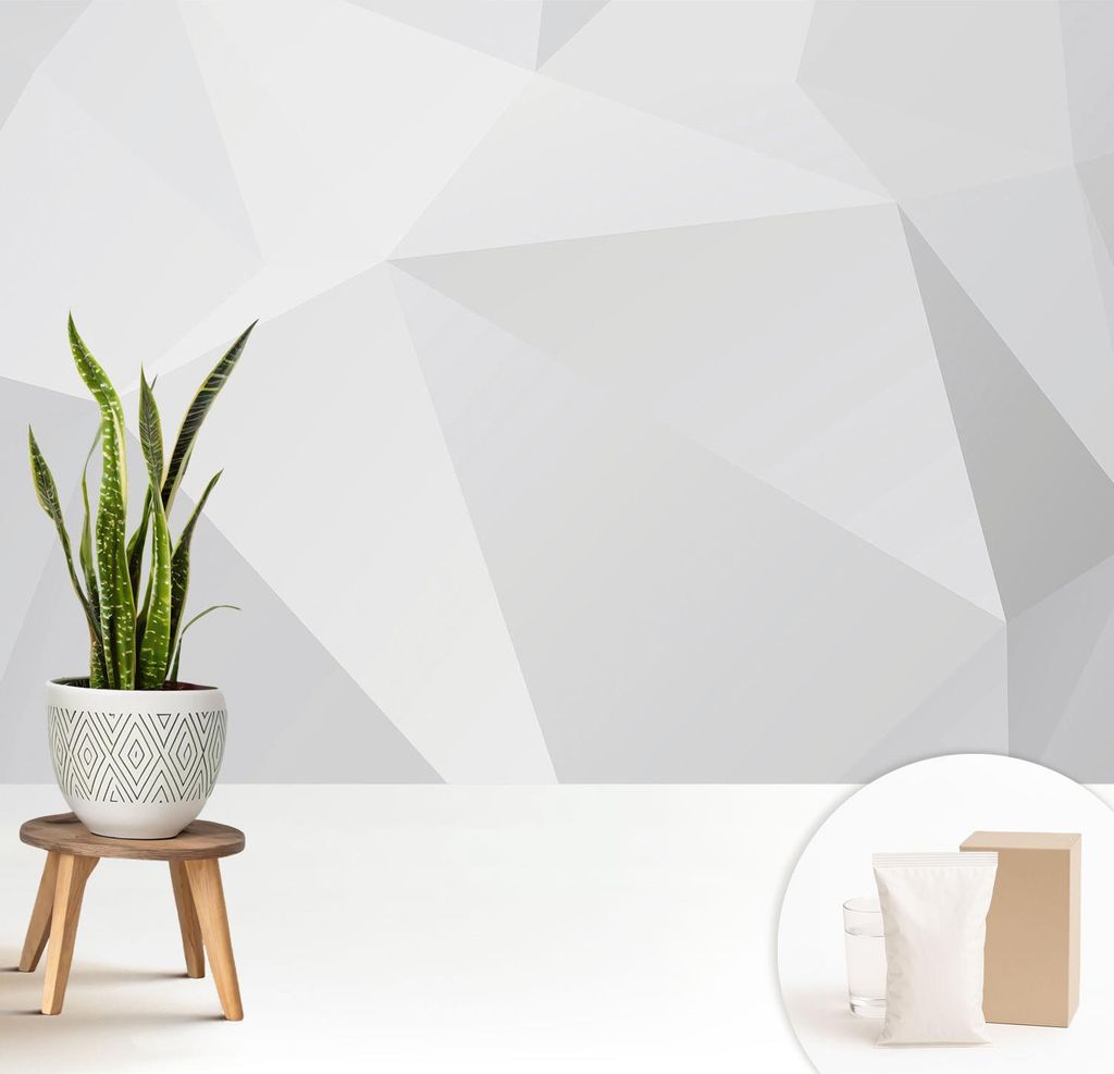 Fototapete - 208x146 cm - Tapete - Wandtapete - Wandbilder - Dekofolie - Tapete Folie - Wand - Dekoration - Wohnzimmer - Graue Dreiecke