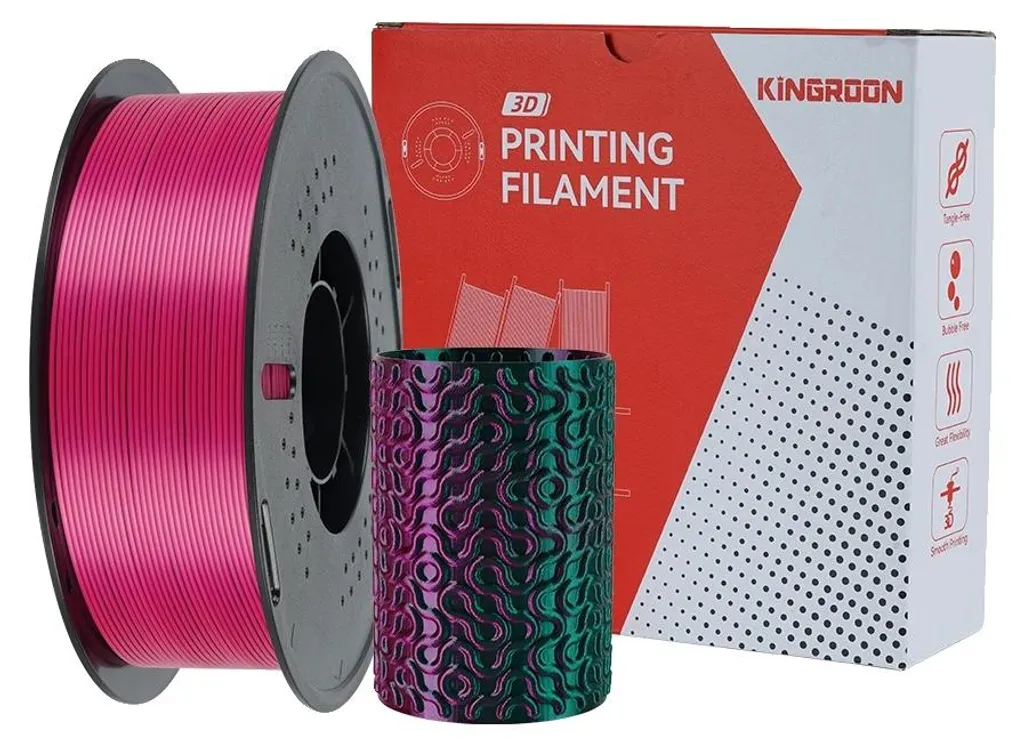 Filament 3D Brillant Rouge Vert Bicolore 1kg - Rendu Silk Soyeux 3D