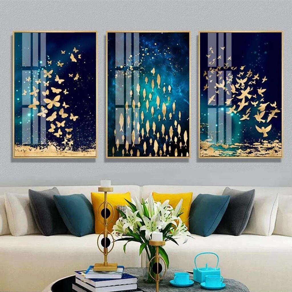 TPFLiving Kunstdruck LW-430 (OHNE RAHMEN) Poster - Leinwand - Wandbild - Hochauflösender Giclée-Druck, langlebig und hochwertig - Goldene Fische ...