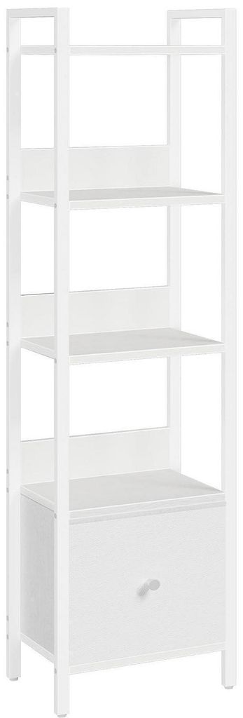 Bücherregal mit Schublade 33 x 24 x 131 cm Weiß 5 Ebenen Produktbild 