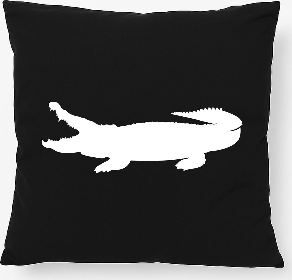 Huuraa Kissen Krokodile Silhouette 40x40cm mit Füllung Black Baumwolle Dekokissen Geschenkidee