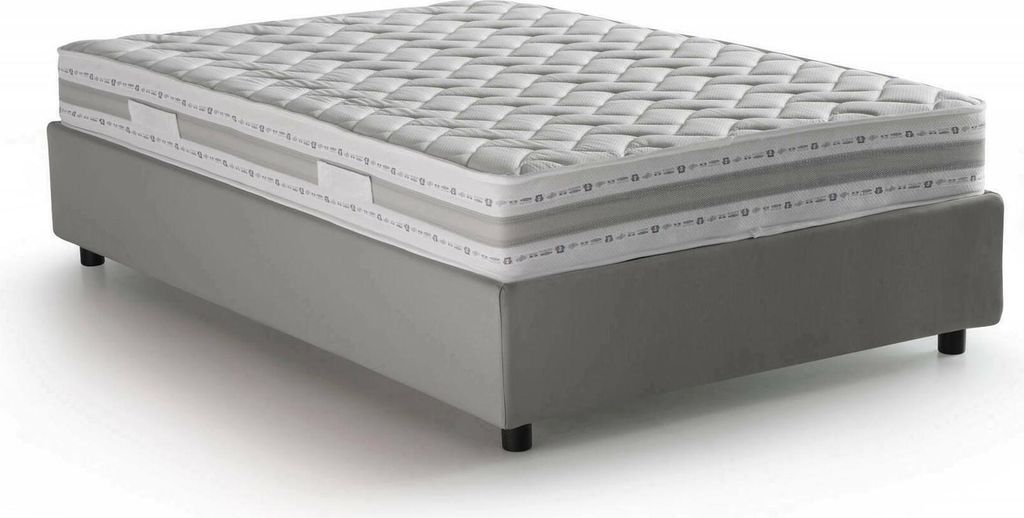 Quadratisches und halbes Bett Ddibar, Containerbett mit Stoffbespannung, 100% Italy, Seitliche–ffnung, inklusive Matratze Cm 120x190, Grau