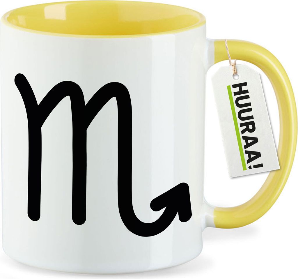 Huuraa Kaffeetasse Skorpion Sternzeichen Zeichen 330ml Gelb Keramik Kaffeebecher Geschenkidee