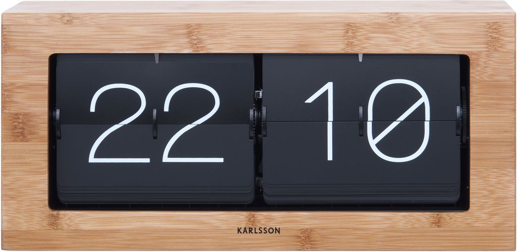 Karlsson XL Flip Clock Wanduhr Bambus Design Holz 17,5 x 37 x 9 cm Zeitmesser