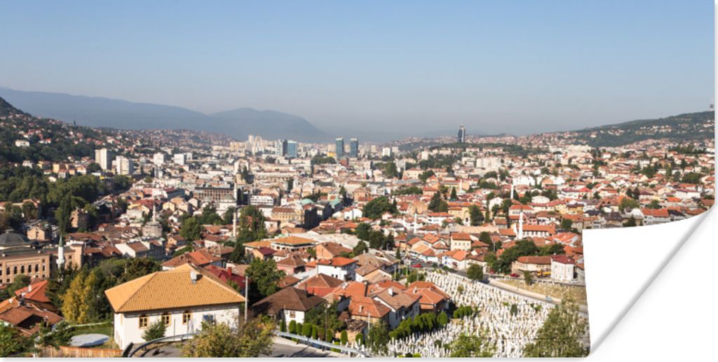 MuchoWow Poster Traditionelle orangefarbene Dächer von Sarajevo in Bosnien und Herzegowina 160x80 cm - Foto Poster