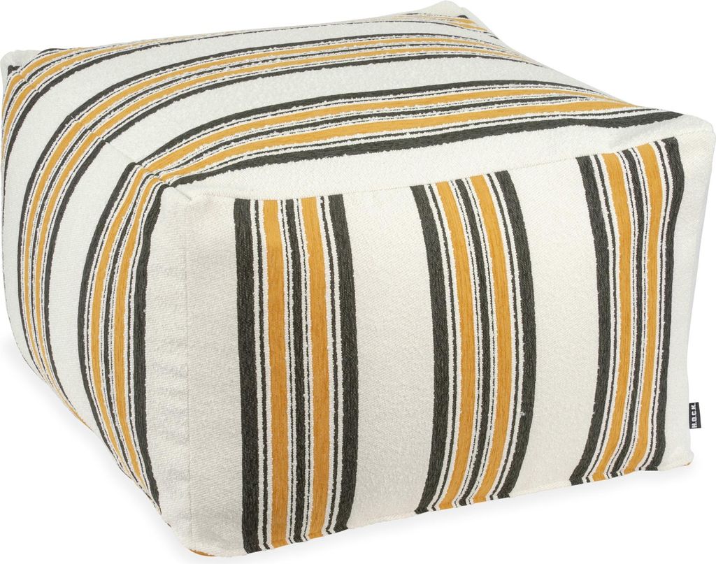 H.O.C.K. Sera Duo Hocker Bean Cube 60x60x40cm maiz schwarz Doppelstreifen