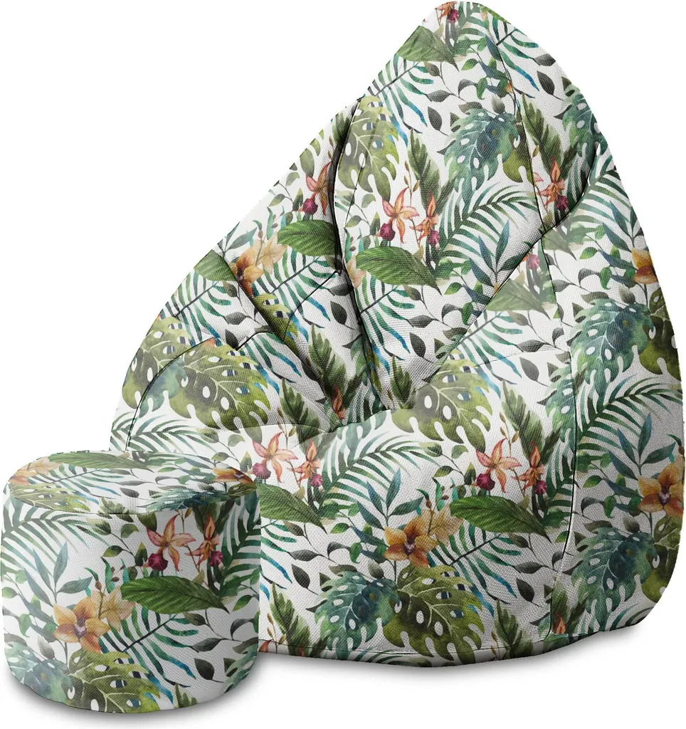 Dreamroots Bean Bag 80x80x120cm con Sgabello Acquerello Floreale in Offerta
