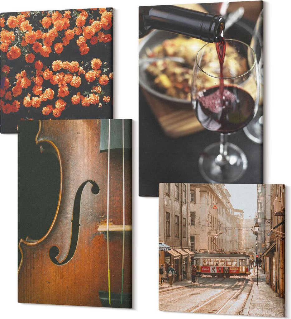 Wandbilder Leinwand 4-teilig – – Polycanvas Kunstdruck – Moderne Bilder für Wohnzimmer & Schlafzimmer – Aufhängefertig – 2x 40x40 cm + ...