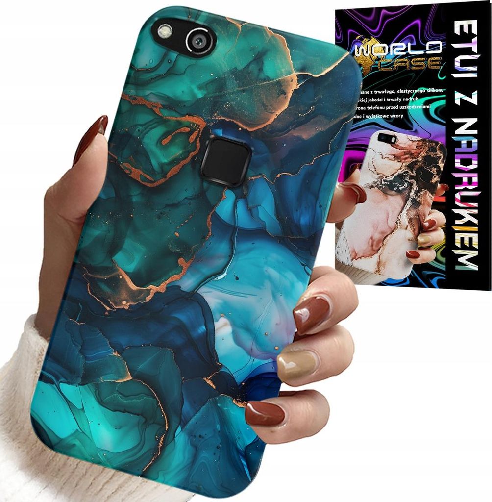 Fall Für Huawei P9 Lite 2016 - Blau Grün Marmor Zurück Designs