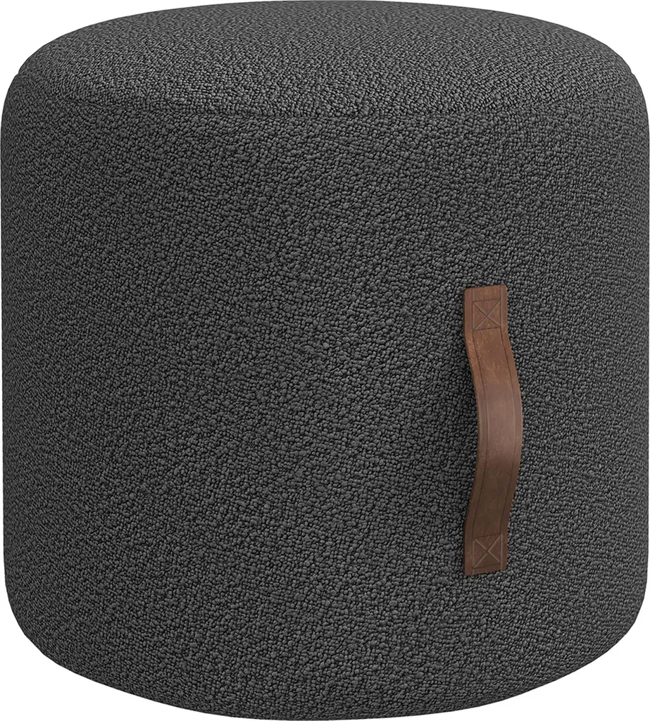Pouf Poggiapiedi Fortuna Lai Grigio: Comodo Sgabello con Maniglia 48cm