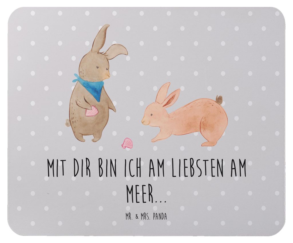 Mr. & Mrs. Panda Mauspad Hasen Muschel - Grau Pastell - Geschenk, Best Friends, Mousepad, Mouse Pad, pc mausunterlage, Muscheln, Strand, Muttertag,...