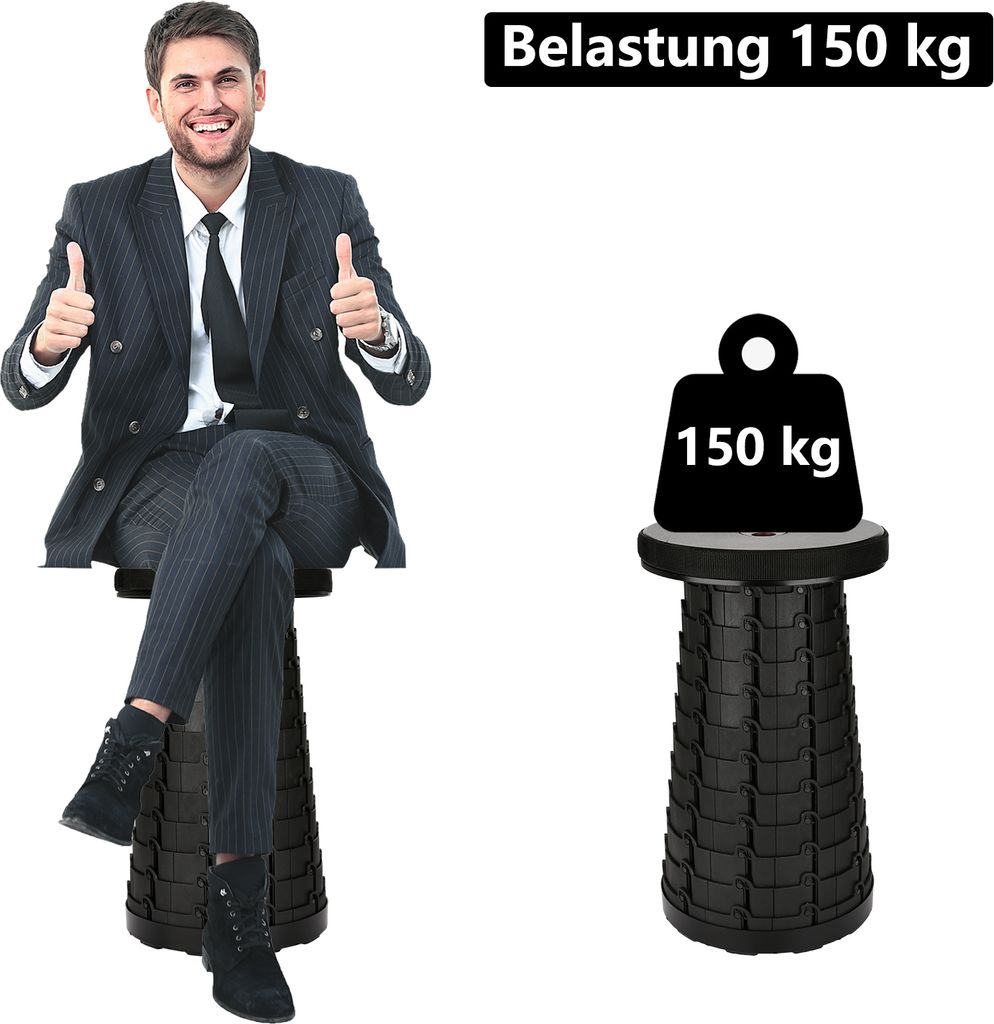 EINFEBEN Klapphocker Tragbarer, Mini Teleskophocker Produktbild 