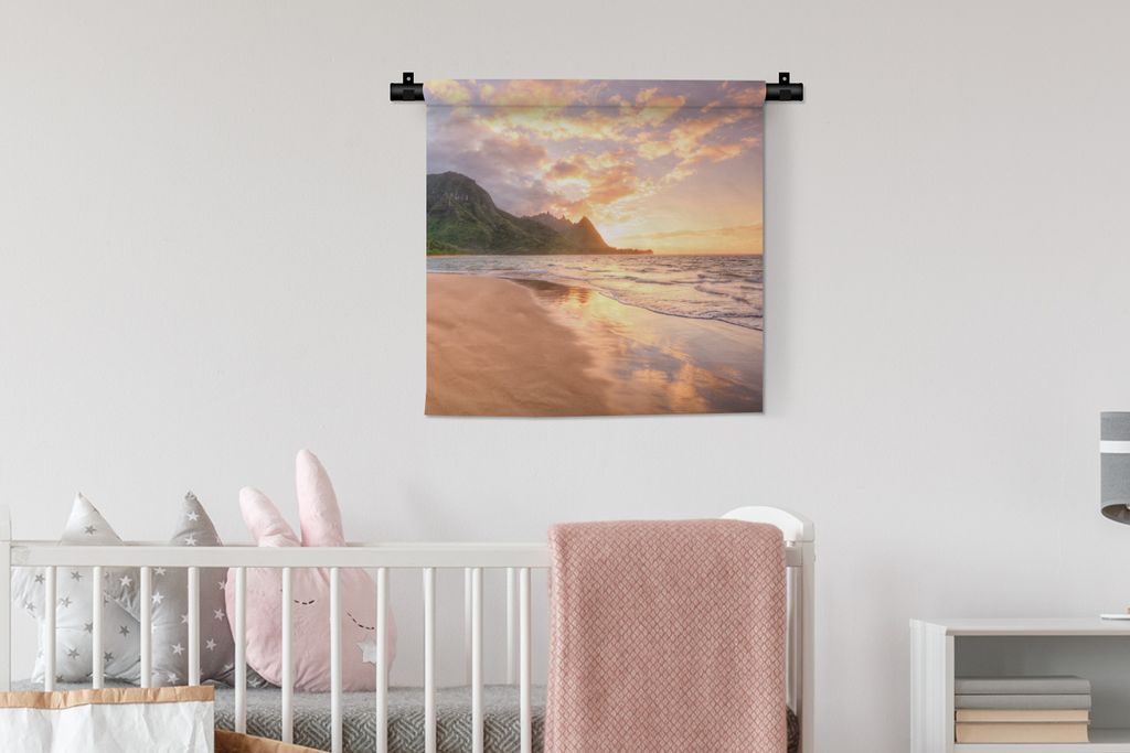 MuchoWow Wandteppich Wandbehang Hawaii - Sonne - Strand 60x60 cm Tapisserie Dekoration Wandtuch - Dekorationen - Wand Decke