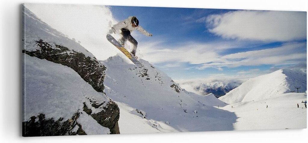 Bild auf Leinwand - Leinwandbild - Snowboard Schnee Sport - 100x40cm - Wand Bild - Wanddeko - Leinwanddruck - Bilder - Kunstdruck - Wanddekoration ...