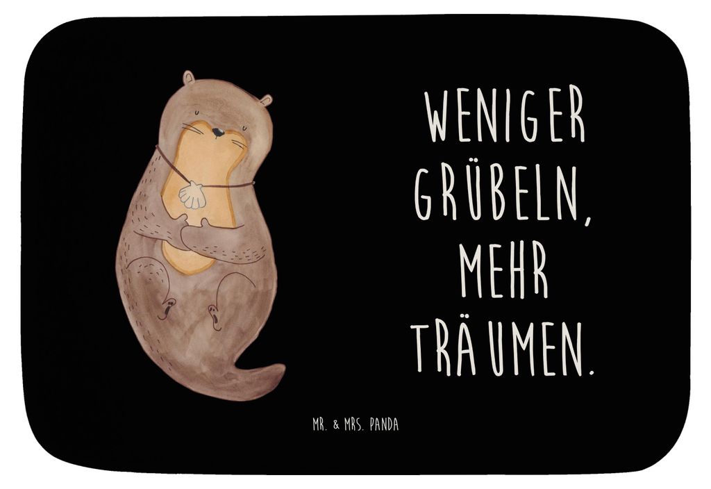 Mr. & Mrs. Panda Badezimmerteppich Otter Muschel - Schwarz - Geschenk, Badematte, Badteppich, duschmatte, Optimistisch, Motivation, Positiv, Träum...