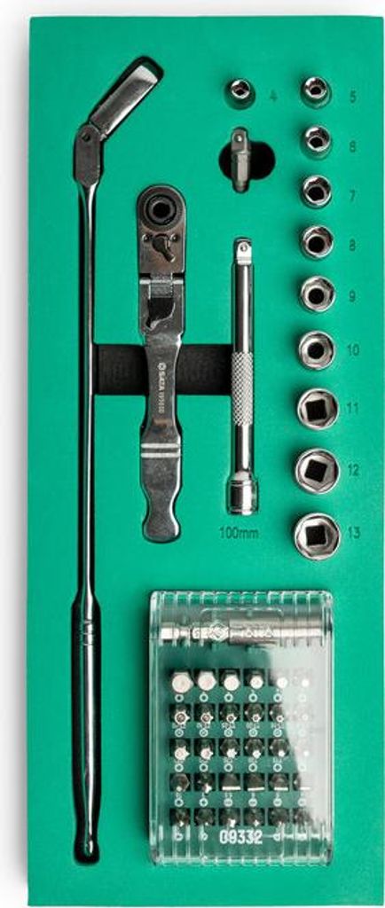 SATA Steckschlüssel- und Bitsatz mit schmaler Umschaltknarre, 1/4", 45-tlg. ST09057G