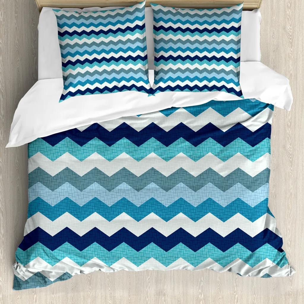 Copripiumino ABAKUHAUS 200x200 Zigzag Retrò Blu Navy Antiacaro