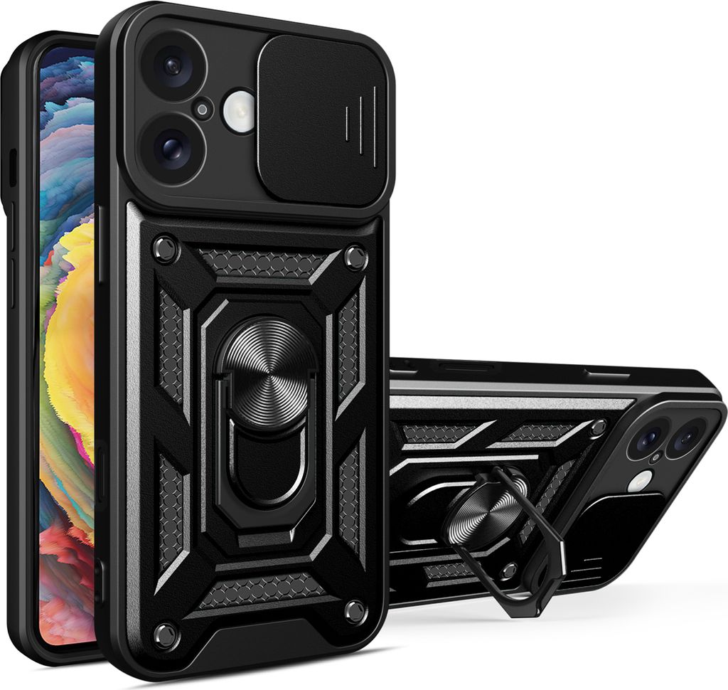 Panzer Hülle iPhone 16 Plus mit Kameraschutz & Ringhalter – Produktbild 