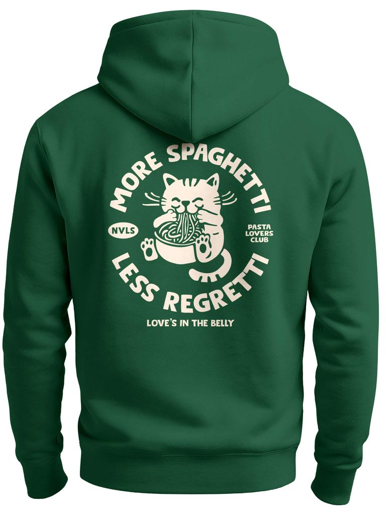 Herren Sweatjacke Backprint More Spaghetti Less Regretti Katze Lustig Zipjacke Zip-Hoodie Männer Fashion Streetstyle Neverless