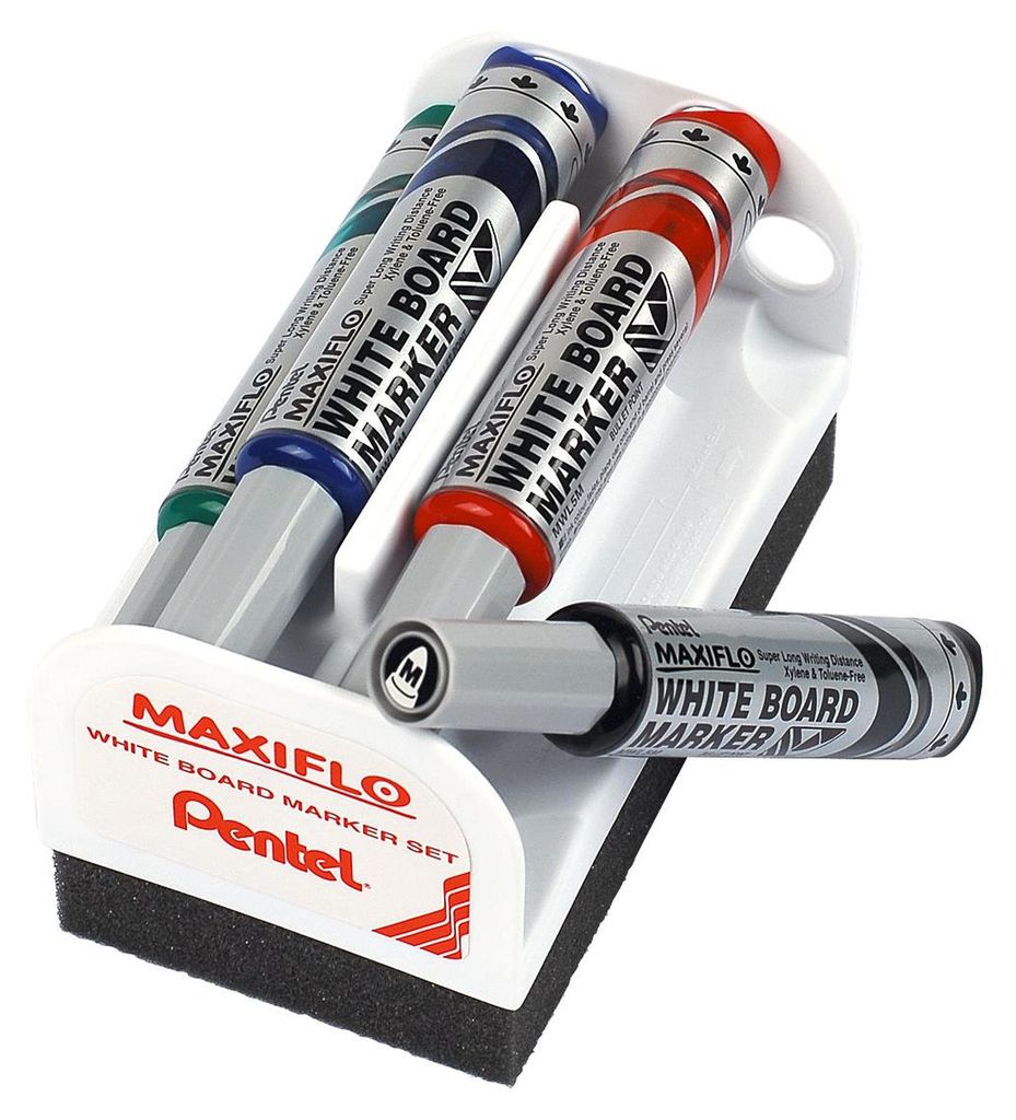 Pentel Whiteboard Marker Set MAXIFLO MWL5M, avec éponge Image du produit 