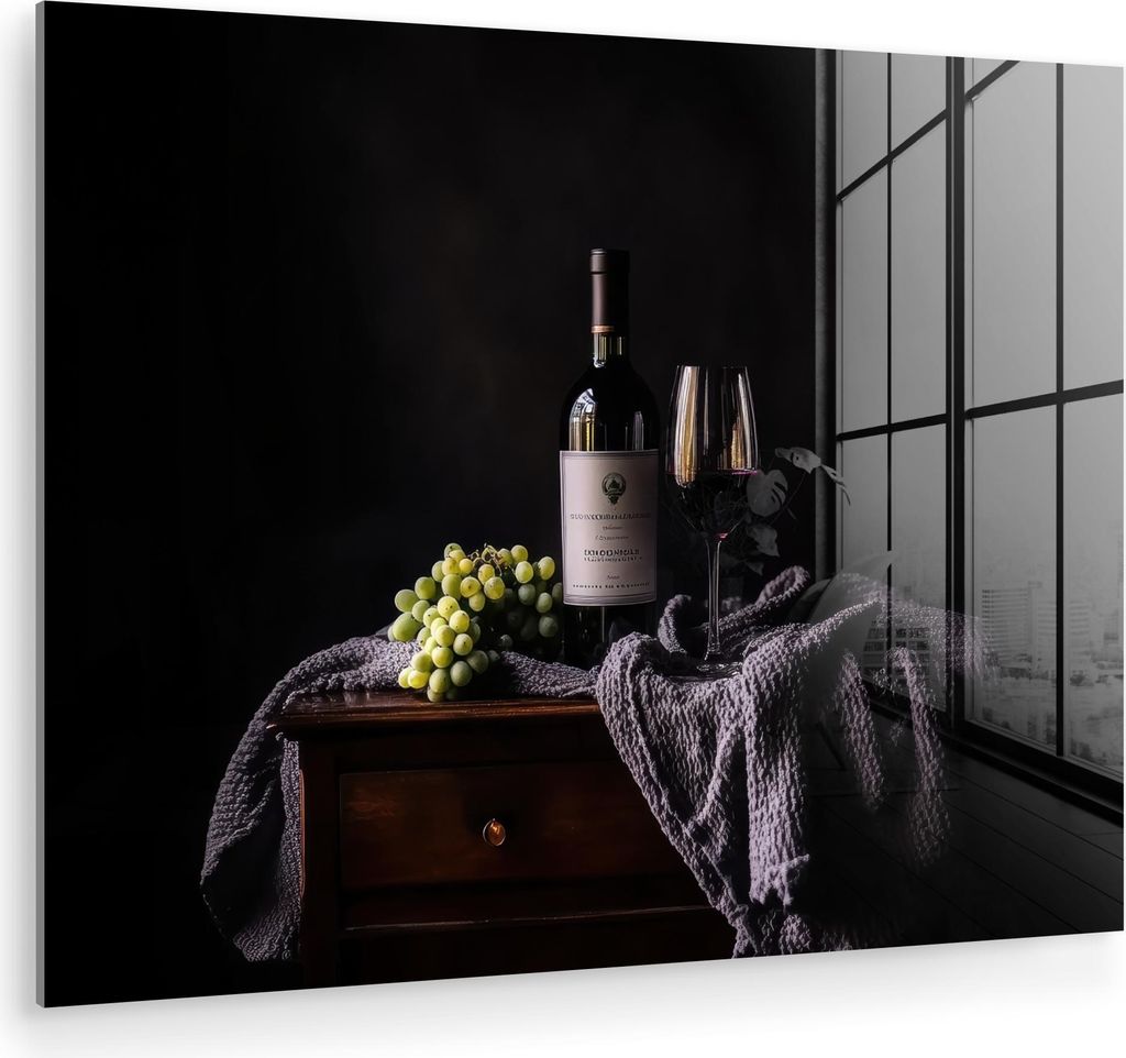 MuchoWow Glasbilder - Bilder auf Wandbild - Foto auf Glas Trauben - Wein - Rot - Tafel 40x30 cm Wanddekoration aus Glas - Acrylglasbild - Acrylbild...