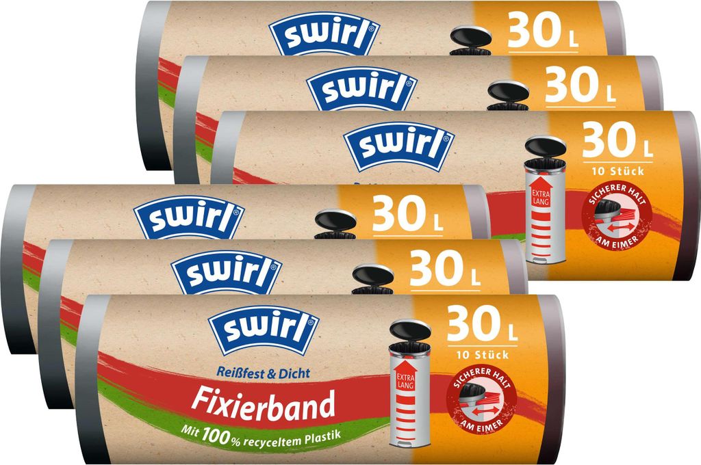 Swirl Fixierband Müllbeutel 30 Liter - 10 stk./Rolle - Produktbild 