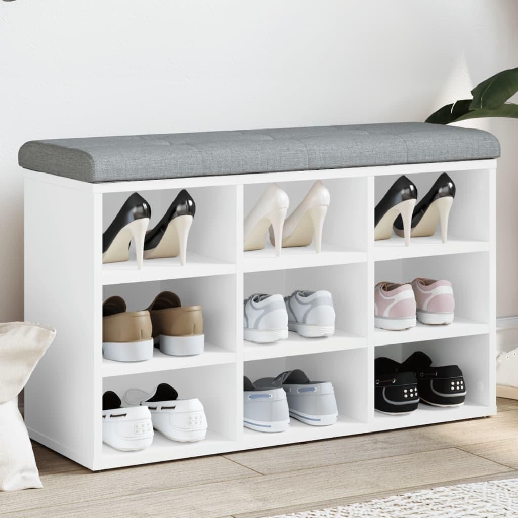 Lavice na boty bílá 82 x 32 x 50 cm Materiál na bázi dřeva Obrázek produktu 