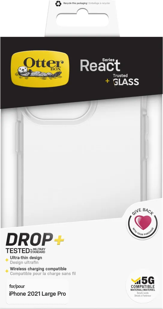 Protection écran iPhone 13 Pro Otterbox React pour usage quotidien intensif