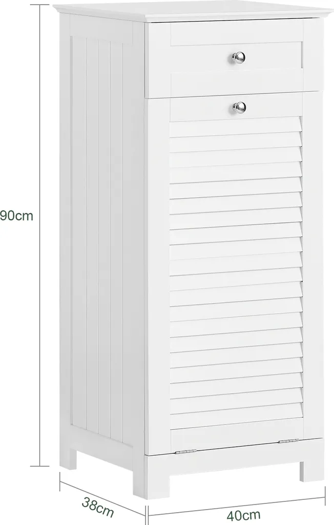 SoBuy BZR73-W Armadio per la lavanderia con sacchi pieghevoli per la biancheria Sacco per la lavanderia Cassettone per la lavanderia Cesto per la biancheria Armadio per il bagno Mobili per il bagno Bianco WD circa 40x90x38cm - 5