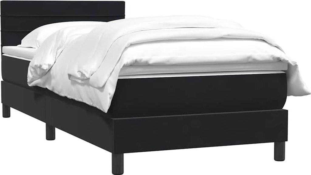 vidaXL Boxspringbett mit Matratze Schwarz 80x220 cm Samt