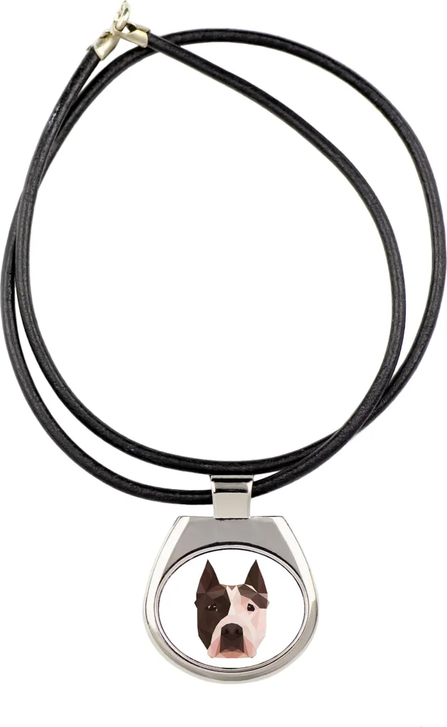 American Staffordshire Terrier, Amstaff - Collana con una foto e una scritta geometrica del marchio Art-Dog