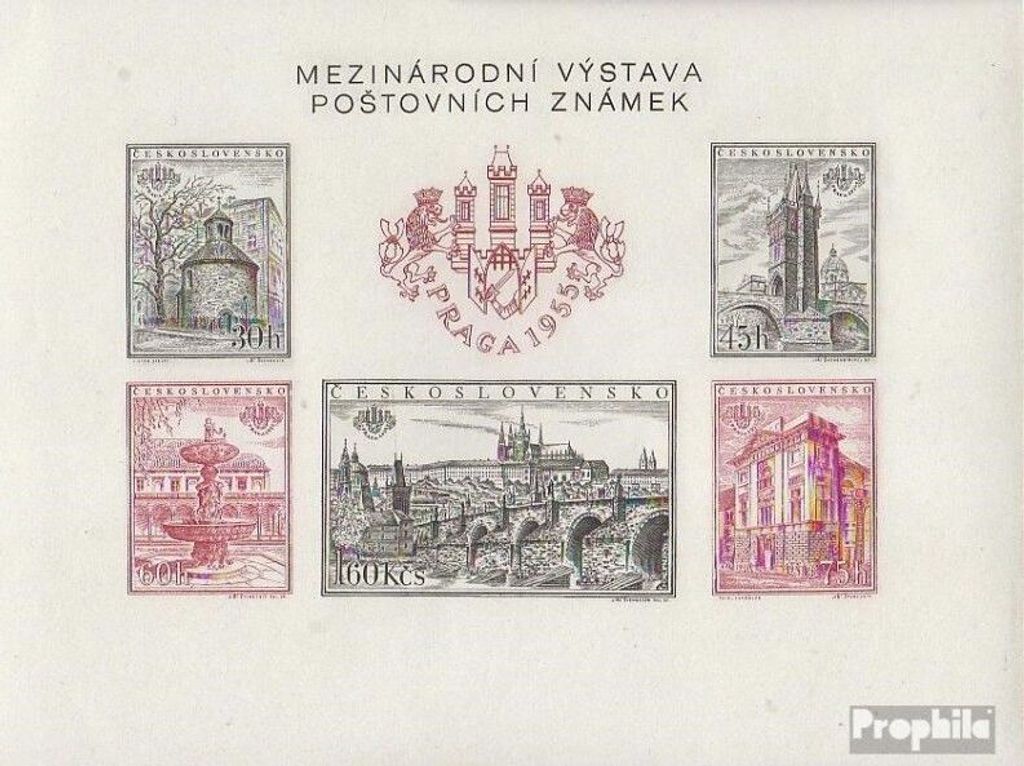 Briefmarken Tschechoslowakei 1955 Mi Block16B (kompl.Ausg.) postfrisch Briefmarkenausstellung
