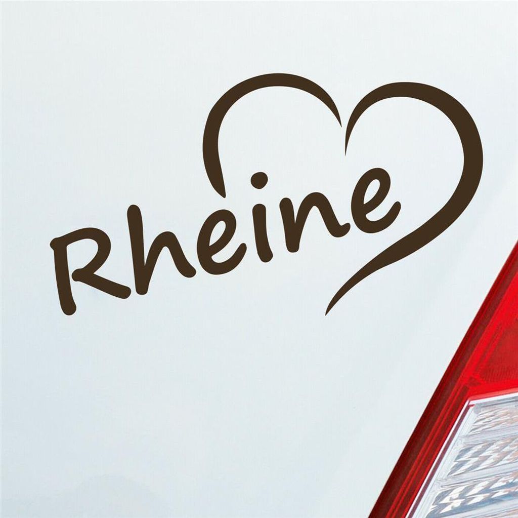 Auto Aufkleber Rheine Herz Stadt City Liebe Love Heimat 14,5x8 cm Braun Sticker Heckscheibenaufkleber