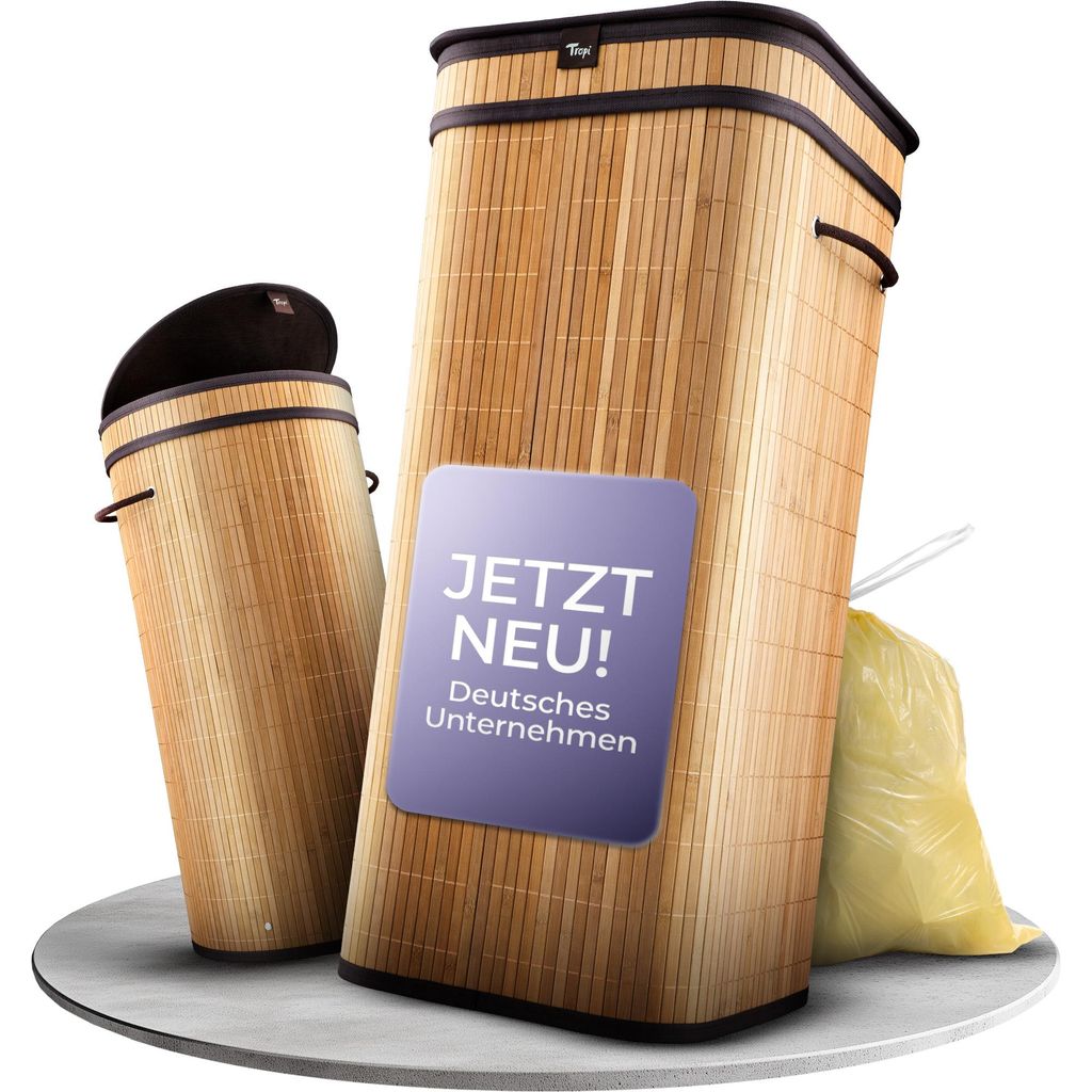 Tropi® Bambus Müllsackständer für Gelbe Säcke – 80L Gelber Produktbild 