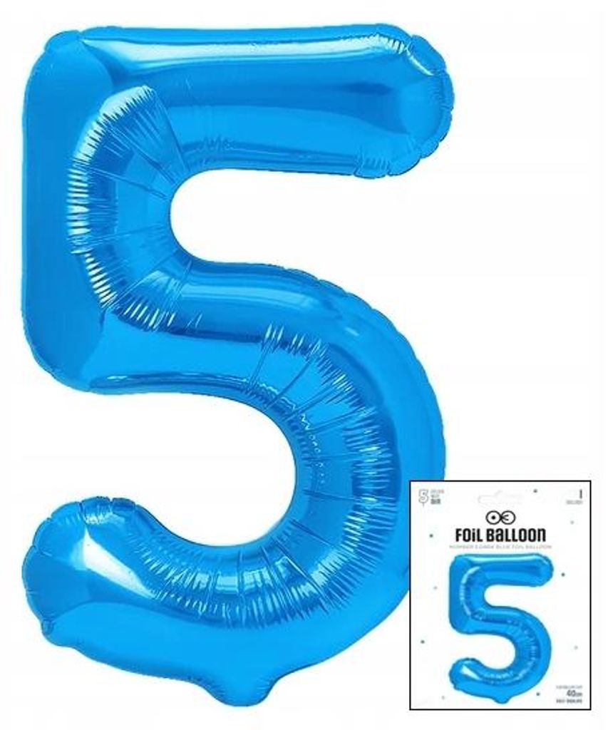 fóliový balónek číslo 5 modrý na narozeninovou párty 40cm Obrázek produktu 