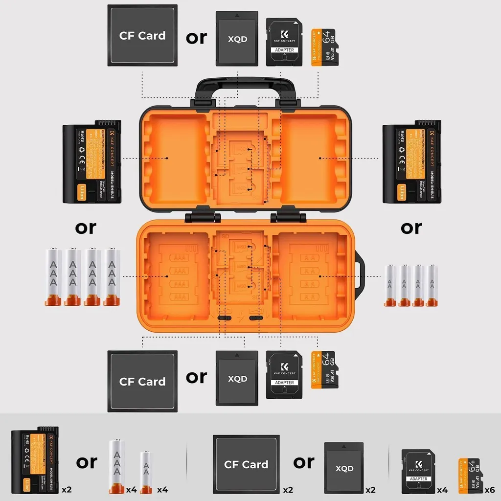 Étui Anti-Choc Rigide pour 2 Batteries Photo et 8 Piles AA/AAA Multi-Format - 3