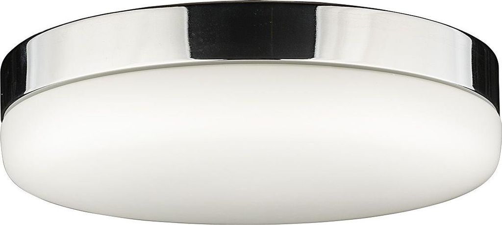 Deckenlampe Bad Chrom Weiß rund Ø 32 cm flach H: 7,5 cm Metall Glas blendarm Badezimmerleuchte Deckenleuchte