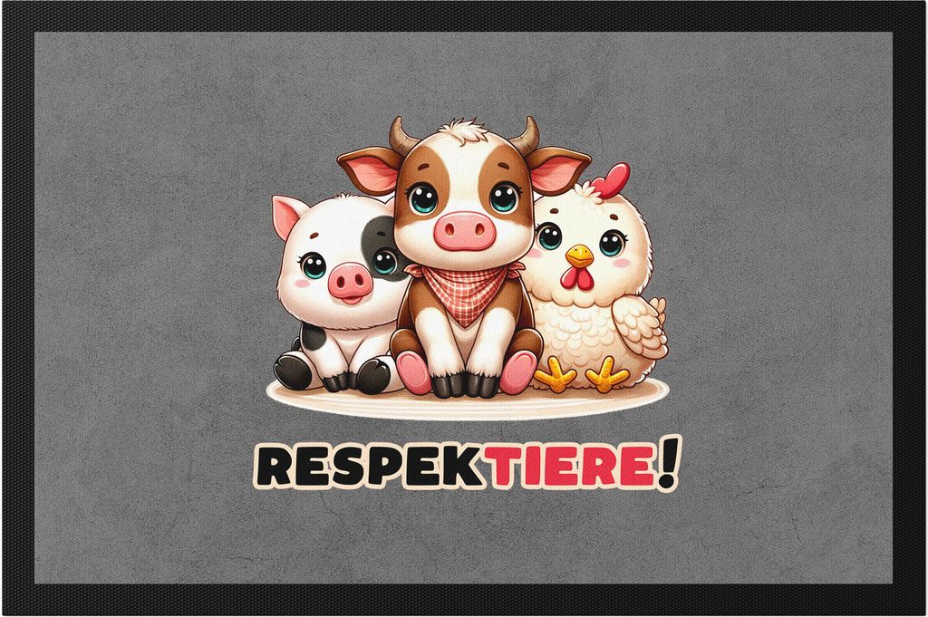 RespekTIERE Süße Tiere Fußmatte - Veganer Vegetarier Geschenk