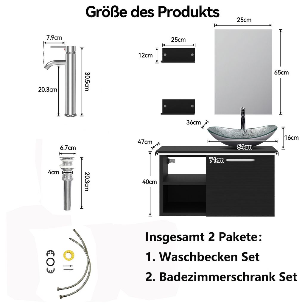 Puluomis Badmöbel Set mit Waschbecken Produktbild 5