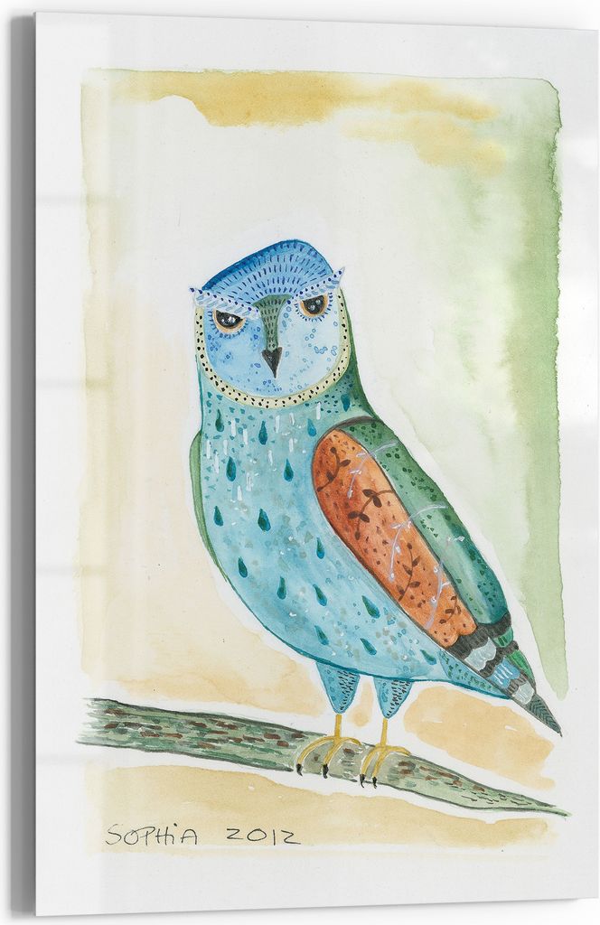 DEQOART Magnettafel Glas 60x90 cm 'Fine Art 'owl'' beschreibbar Whiteboard Pinnwand Küche