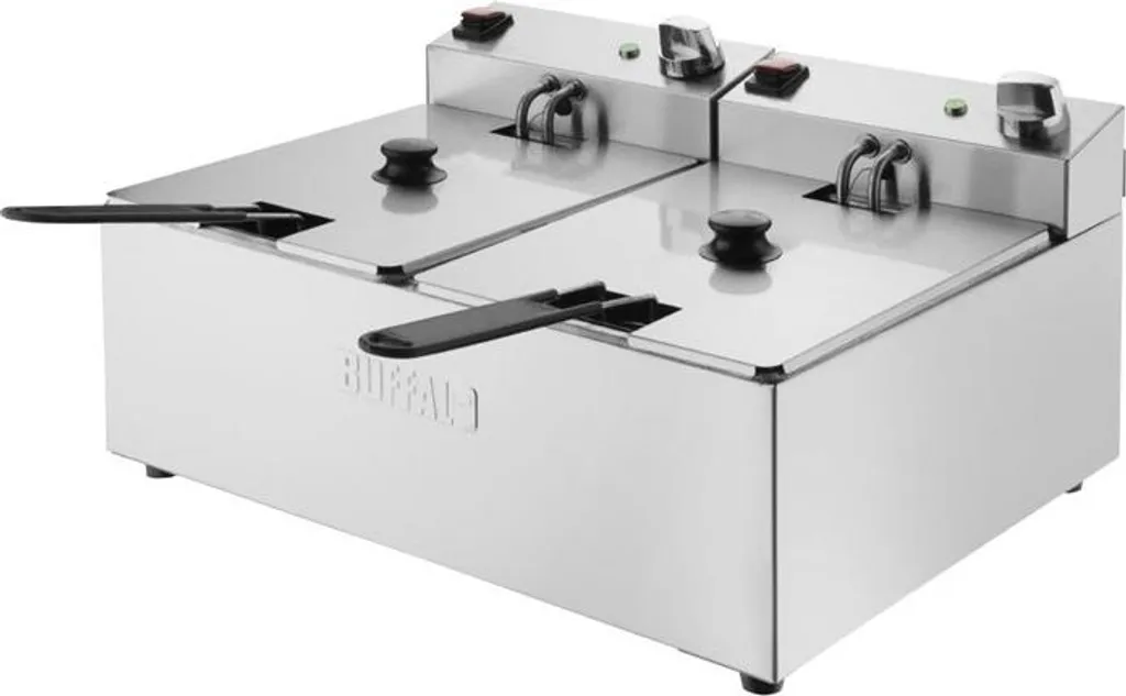 Friteuse Buffalo double cuve 2 x 5L avec paniers inox 2 x 2,8 kW