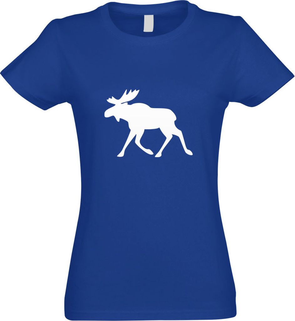 Kiwistar - T-Shirt tailliert - Damen - royal - Elch - Schweden - mit Motiv Bedruckt - Funshirt Design - Sport - Freizeit - Damen - L