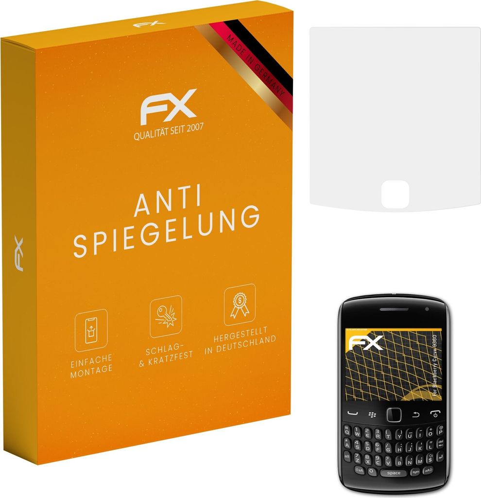atFoliX FX-Antireflex 3x Schutzfolie kompatibel mit Blackberry Curve 9360 Displayfolie
