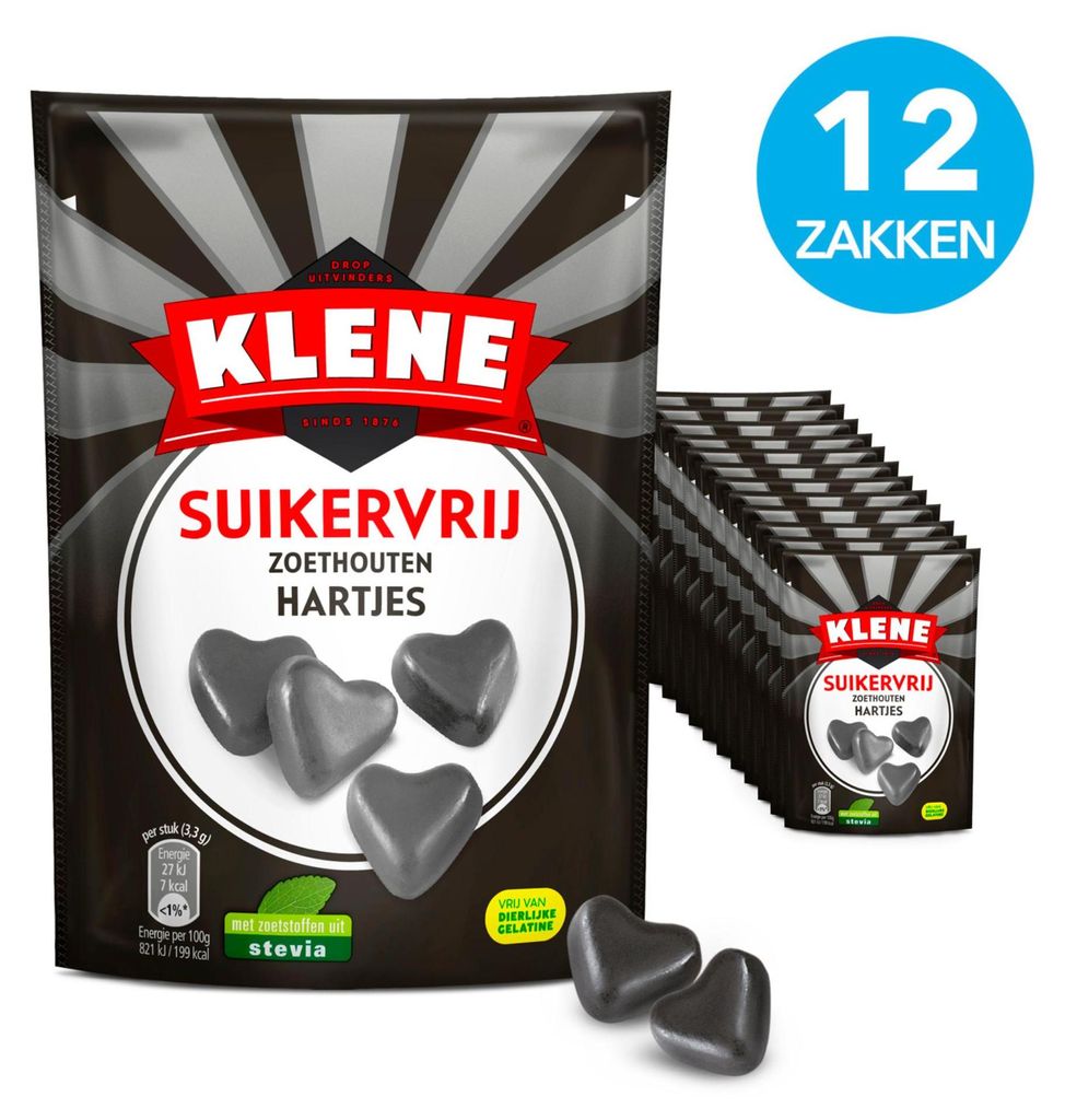 Klene zuckerfreie Lakritzherzen (12x 110gr) Produktbild 