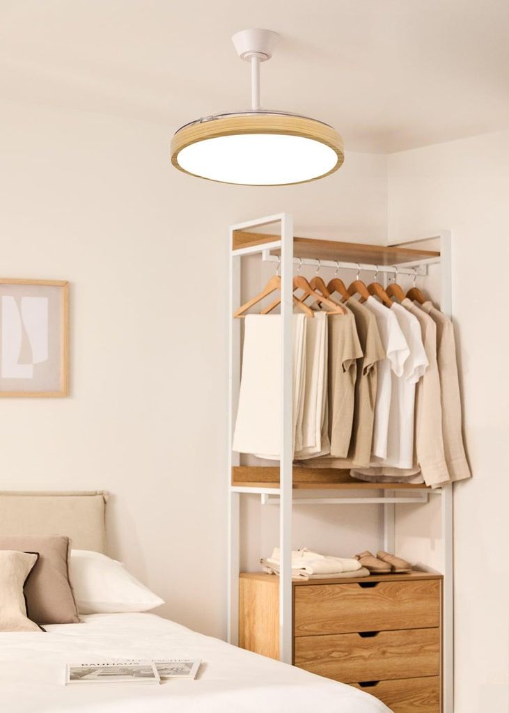 WIND CLEAR STUDIO - Deckenventilator 40W leise mit einziehbaren Flügeln und LED-Licht, verschiedene Größen